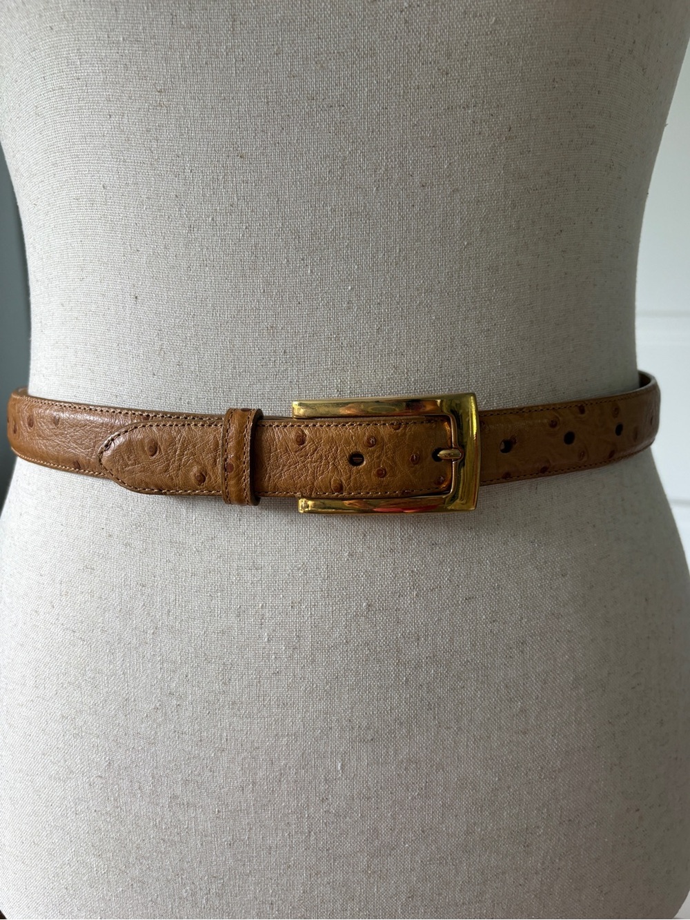 Saks Fifth Avenue Brand Tan Leather Belt with Gold Buckle